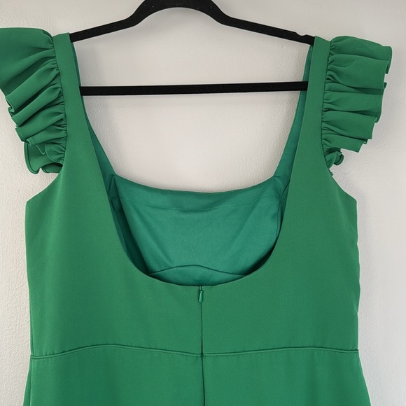 IEENA FOR MAC DUGGAL
Green Ruffle Cap Sleeve Open Back Column Gown 14 - Picture 11 of 14